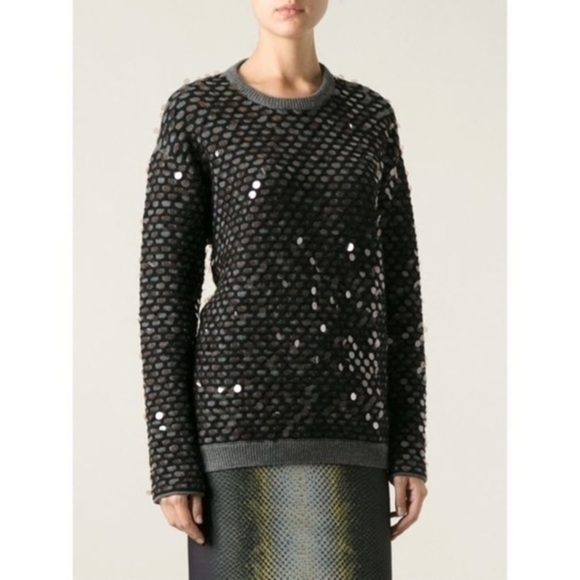 Cedric Charlier • Paris Designer Sequin Black Grey Wool Sweater - Picture 1 of 7